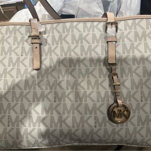 Michael Kors Beige and Brown Logo Tote